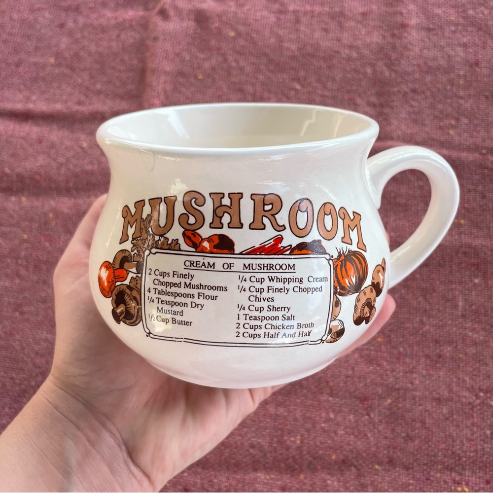 Vintage | Ceramic Cream of Mushroom Soup Recipe Mug Bowl | 60s 70s Style